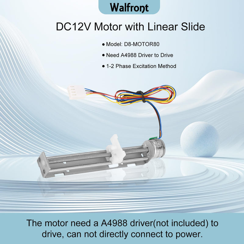 DC 12V Drive Stepper Motor Linear Screw Slider Stepper Motor for DIY Engraving Machine, 18 Degree Screw Worm Drive Stepper Motor