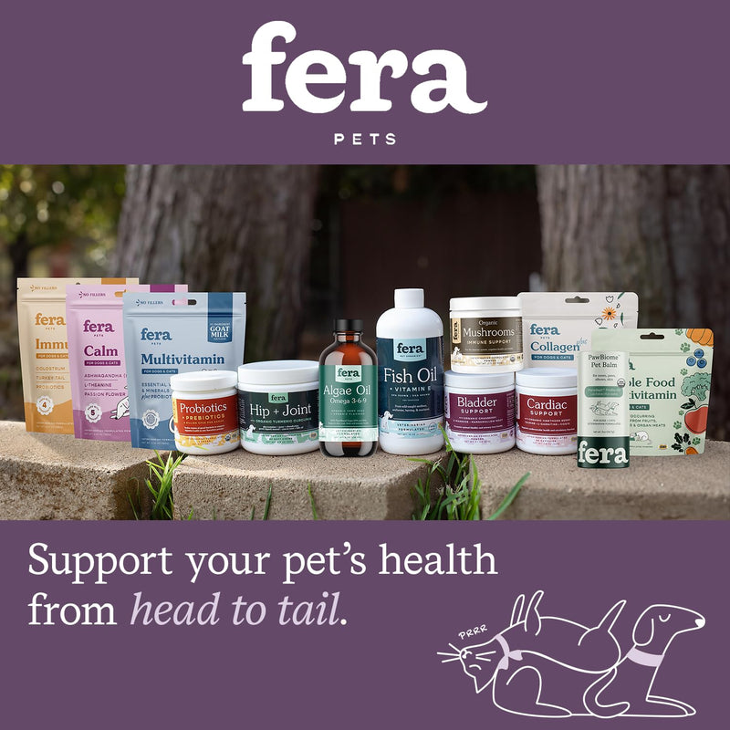 Fera Pet Organics Calming Supplement for Dogs & Cats - Vet Created - GABA & Ashwagandha Supplements Help Cat & Dog Stress or Hyperactivity -60 Scoops - PawsPlanet Australia