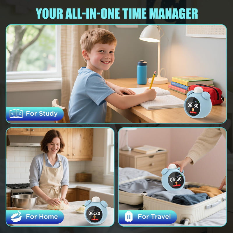 AI Kids Alarm Clock with Voice Control, Children's Focus Ready to Rise Sleep Trainer, AI Assistant Smart Clock, Sound Machine OK to Wake for Toddlers Kids, Digital Partner for Girls Boys