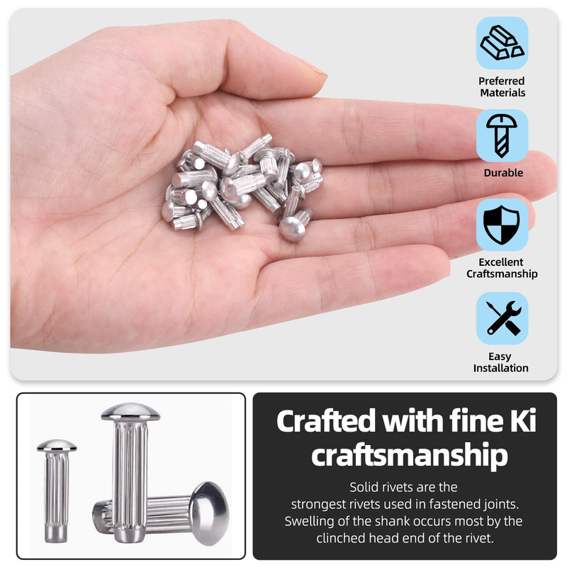 Glarks 800Pcs Solid Rivets Knurled Shanks Set, M2 M2.5 M3 M4 Semi-Round Head Aluminium Solid Rivets Assortment Kit for Home Outdoor Hardware Tool Use