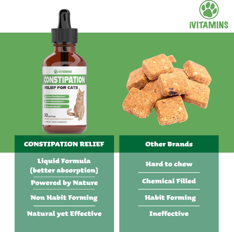 Cat Constipation Relief - Cat Laxative - Cat Laxative Constipation Relief - Constipation Relief for Cats -Constipation Relief for Cat - Cat Constipation - 1 fl oz - PawsPlanet Australia