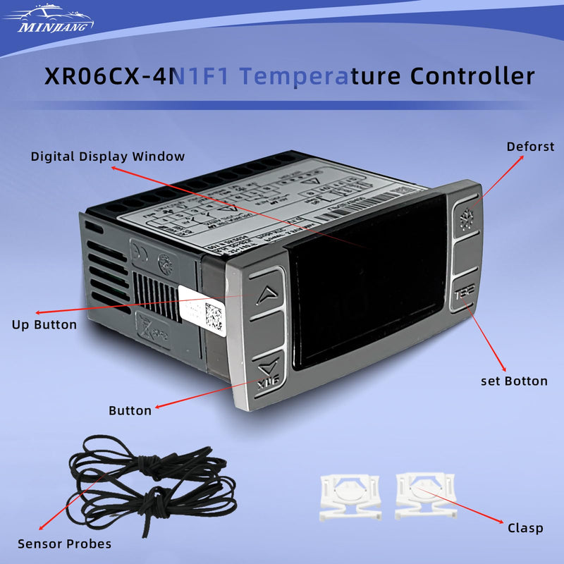 for Dixell XR06CX-4N1F1 Digital Thermostat Controller with Temperature Sensing Probe 120V 50-60Hz Temperature Controller for Refrigerators Freezer