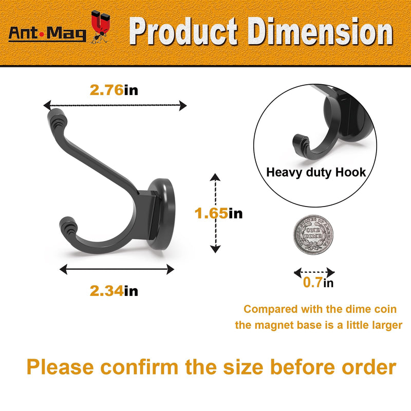 Ant Mag Magnetic Hooks Heavy Duty 140lbs Neodymium Magnet Wall Hooks for Hanging Coats Robes Backpacks Bags Hats Keys Mugs Cups Towels D1.65in YJ Hooks 2 Pack