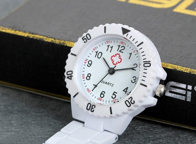 Lancardo Nurse Watch, Small Watch for Nurses, Stainless Steel Strap, Pocket Watch, Unisex, Analog Display, White, Storage Pouch Included - NewNest Australia