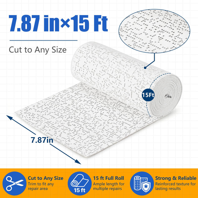 8 in X 15 ft Wall Repair Patch Roll, Wet-Activated Drywall Fabric 8 in X 15 ft