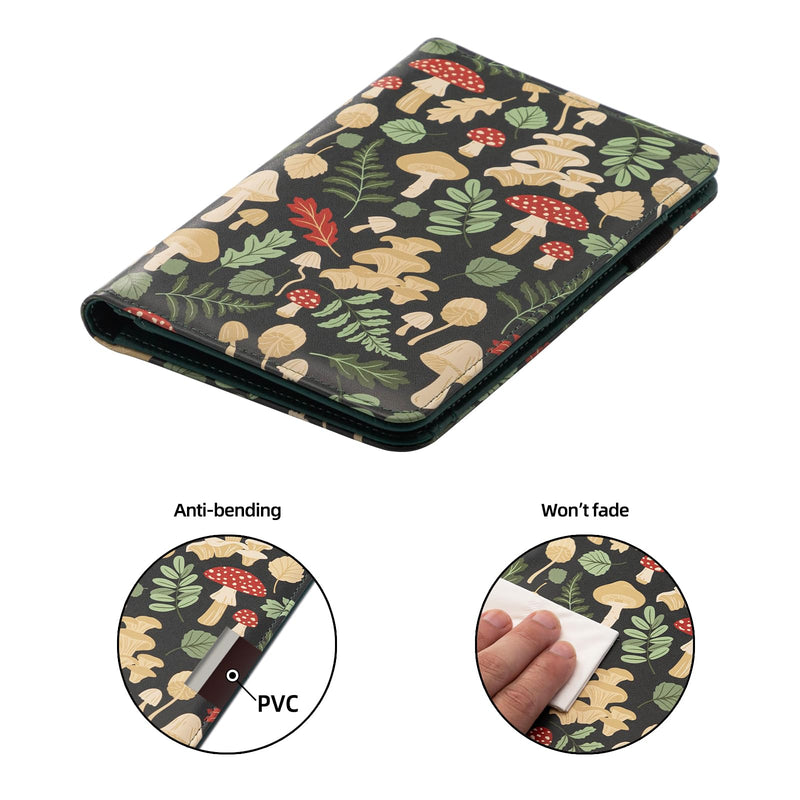 Server Book, Waitress Book,Cute Server Books for Waitress/Waiter with Zipper Pocket Cute Waitress Book Organizer Checkbook Mushroom Cover 8x5 Inch Green Mushroom