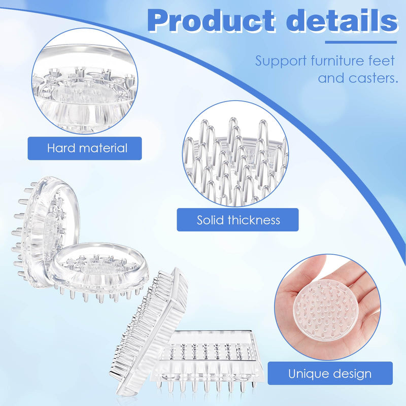 Queekay Carpet Protector Spiked Caster Cups Plastic Caster Cups Round and Square Comfortable Touch Caster Cup Spiked Furniture Cup for Sofas, Tables, Chairs Offices Bookcases Other (24) 24