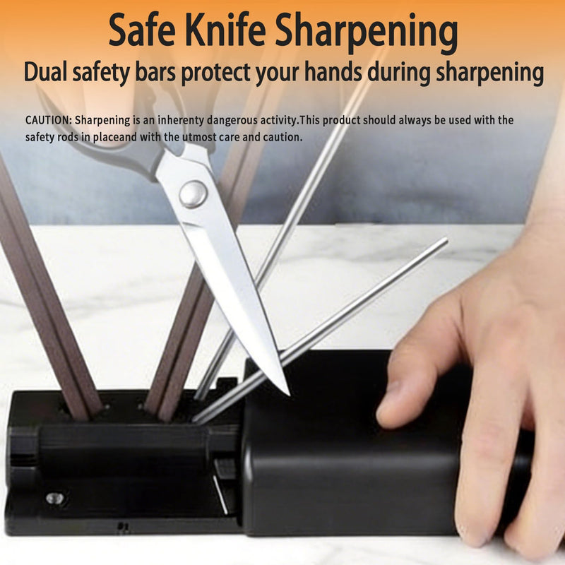 Tri-Angle Knife Sharpener, Premium Set with 2 Alumina Ceramic Stones, Portable Knives Sharpening System for Kitchen & Outdoor Knifes, Quick Sharpeners, Polishing