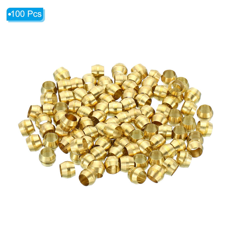 PATIKIL 4mm Tube OD Brass Compression Sleeves Ferrules, 25 Pack Brass Ferrule Fitting Brass Compression Fitting Assortment Kit for Air Water Gas Pipe
