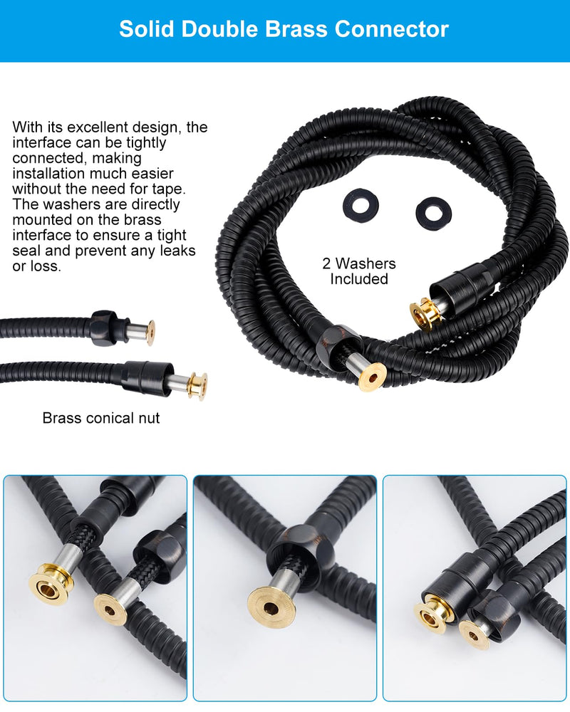 Hibbent All Metal Shower Hose, 90 Inch Stainless Steel Extra Long Shower Hose Replacement, Anti-Twist Handheld Shower Head Hose Extension, Shower Hose Extender, Oil Rubbed Bronze