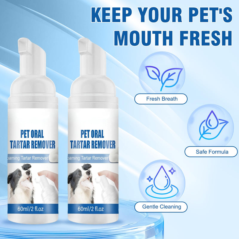 2Pcs Pet Dental Tartar Remover Spray,Pet Oral Tartar Remover Spray,Pet Dental Foaming Care Spray,Dog Teeth Cleaning Foam for Dogs & Cats,Support Clean & Teeth and Aid in Daily Oral Use,120ML