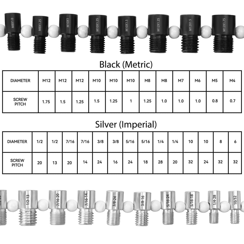 Nut and Bolt Thread Checker, Bolt Size Finder, 26 Male/Female Thread Gauges (14 Inch & 12 Metric) Thread Checker Standard and Metric, Bolt and Nut Identifier Gauge 26 Gauges - 14 Inch & 12 Metric