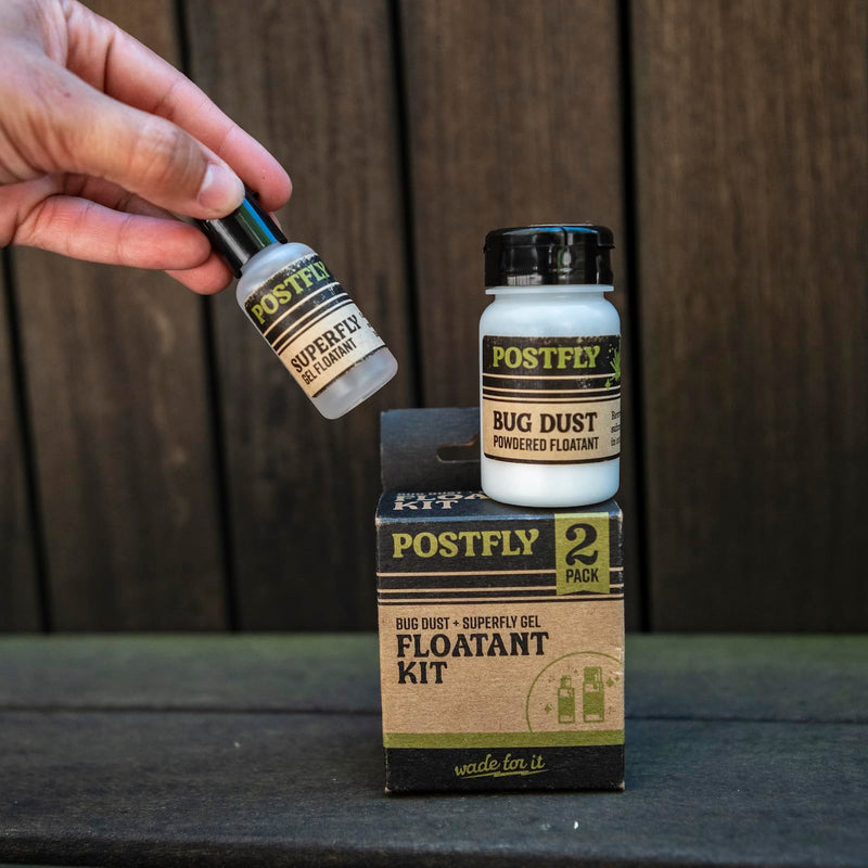 Postfly Fly Floatant Kit | Make Any Fly Float | Dry Shake and Gel | 2 Pack | Made in USA