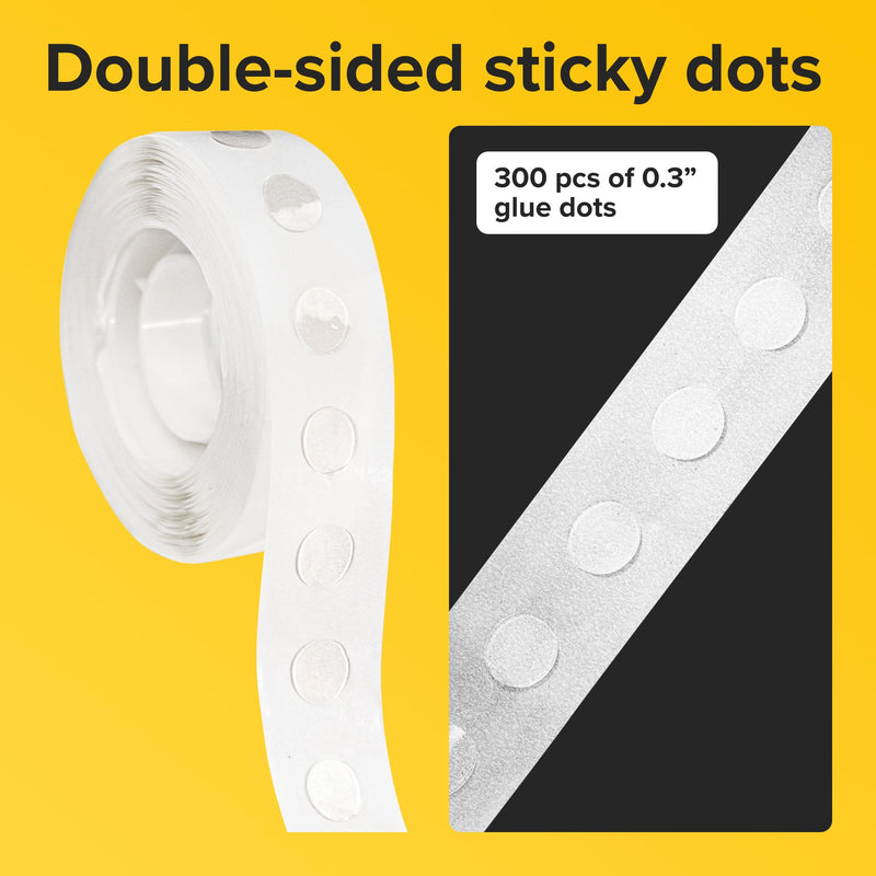 300 Clear Removable Double-Sided Adhesive Glue Dots – Acrylic, Transparent, 0.3" Diameter, No Mess, Photo Safe, Sticky Dots, Double Sided Balloon Tape, Balloon Sticky Dots for Craft, Decorations