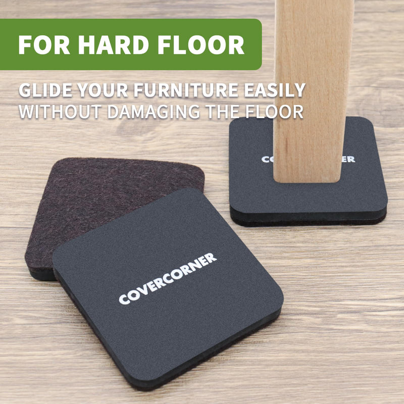 Felt Furniture Sliders for Hardwood Floors 8 PCS - 3 1/2 inch Square Furniture Moving Slider – Heavy Duty Felt Movers Sliders Chair Legs Floors Protectors (for Hardwood Floors)-Brown 8 PCS 3 1/2'' Brown