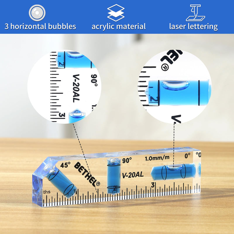BETHEL Small Level Mini Bubble 90°/180°Spirit Level,4 Inch Shatterproof Cross Check Pocket Level Picture Hanging Levels Tools for Machinist,Construction & Household 4inch-blue
