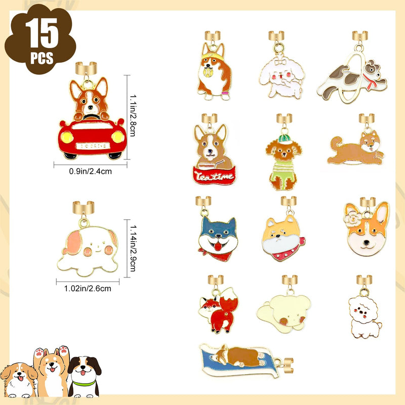 15pcs Dog Stethoscope Charms for Nurses, Cute Puppy Alloy & Enamel Stethoscope Pendant Accessories for Pediatric & Hospital Medical Staff