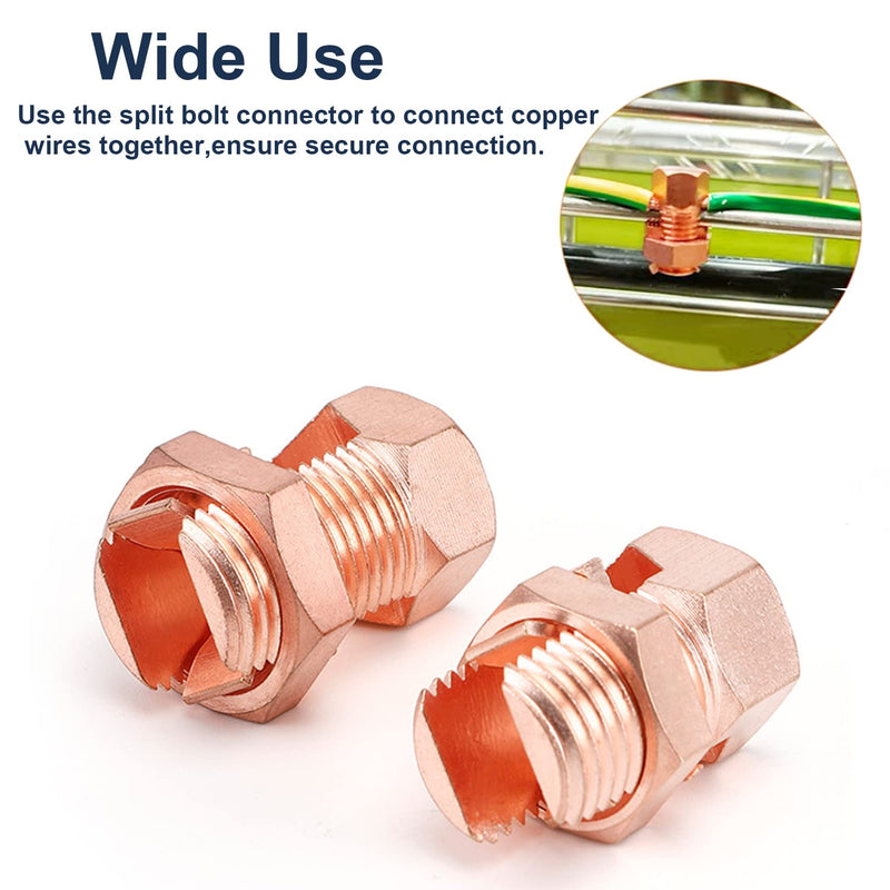 6PCS Split Bolt Connector Copper Grounding Clamps for Completing Ground Bonding to Bare Wires TJ-10