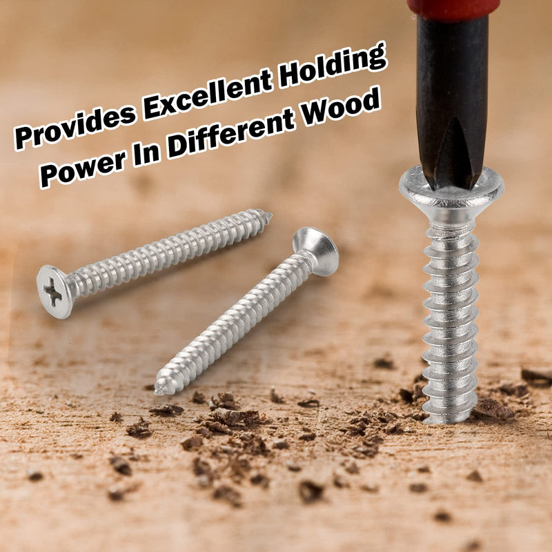 100 PCS #8X1-1/2(1.5 inch) Stainless Steel Phillips Flat Head Wood Screws,Stainless Steel 18-8 A2(304) Screw,Home Screw Kit by QISHENG #8X1-1/2"(1.5 inch) Colorless 100 - NewNest Australia