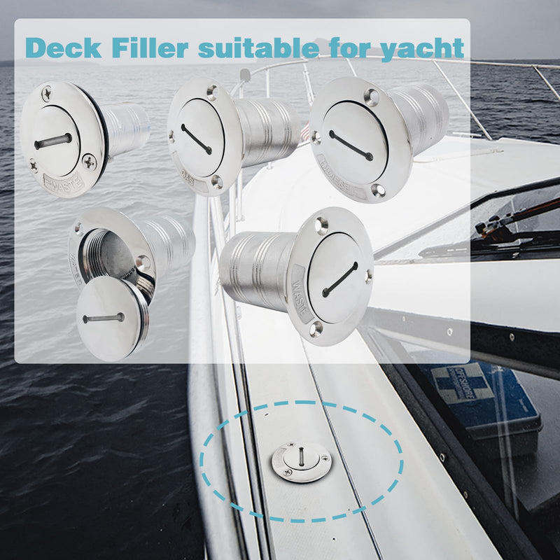 SHENGHUISS Boat Deck Fuel/Gas/Water/Waste Fill/Filler Tank Key Marine 316 Stainless Steel Deck Filler Marine Hardware for Yacht Caravan A-1-1/2 inch Fuel Straight