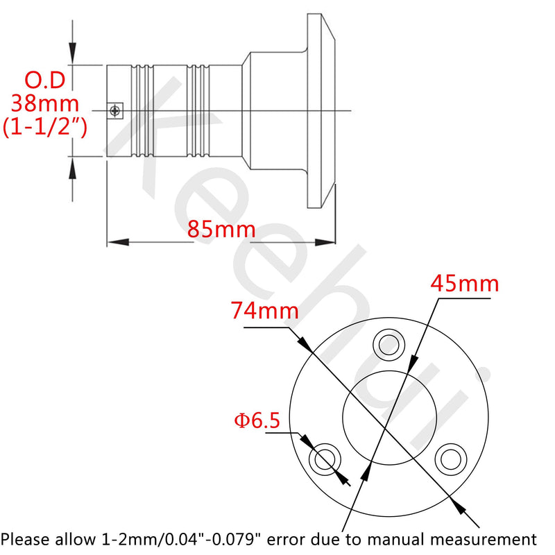 NEW Casting Mirror- Polished 316 SS for 1-1/2''(38MM) Marine Boat Yacht Caravan -Metal Letter Water Tank Deck Fill Filler with Key Cap and Key