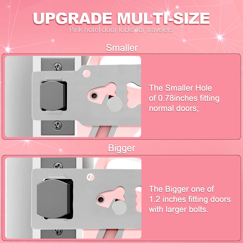 Hotel Safety Portable Door Lock, Universal Security Hotel Door Locks Add Door Protection by Jam Lock Doors from Inside for College Dorms Apartment Bedrooms Hotels Rooms Pink 1 Pack Pink, 1 Pack