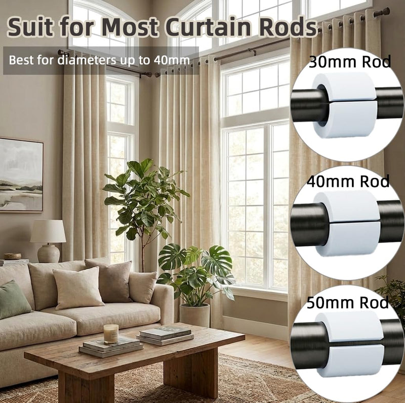 16Pcs Curtain Spacers for Grommet Drapes with 1 Soft Tape Measure - 85mm | Foam Material,Light Weight,Auto-Snap-Back,Easy Install No Tools,Keep Curtains Evenly Spaced and Neat,Accessories for Drapes 16