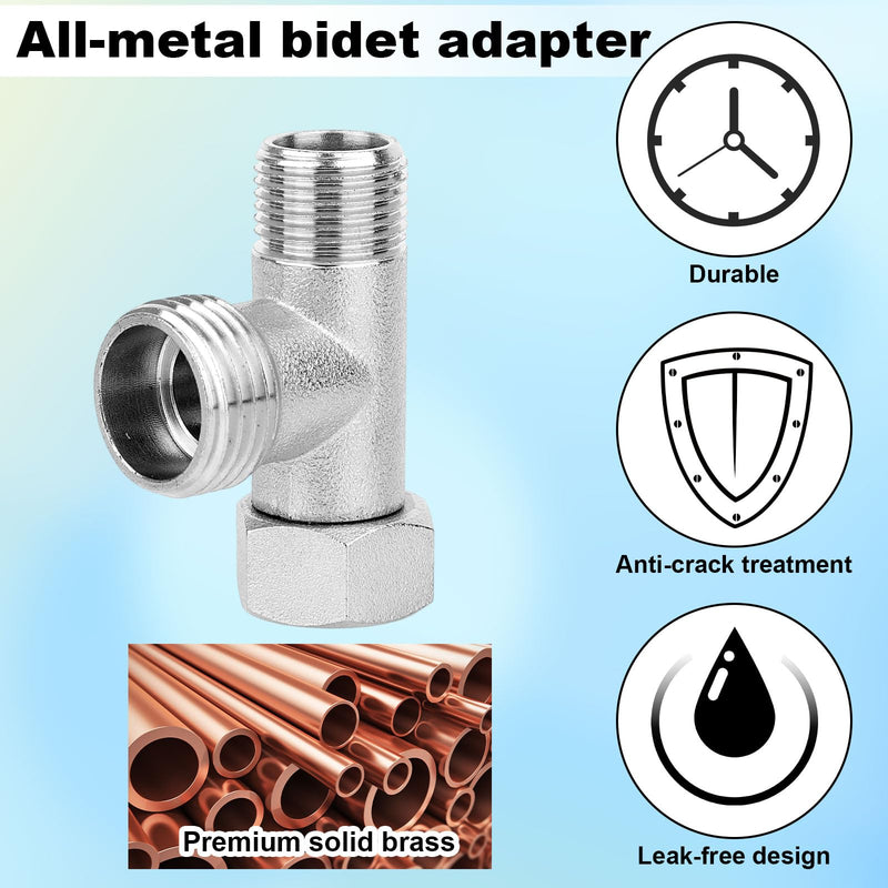 3/8 x 1/2 Adapter T Connector for Toto Fit Washlets, 3 Way Tee Connector with Washer & Fitting Hose Toilet Supply Line Bidet Splitter Valve Toilet Installation Parts for RV & Home