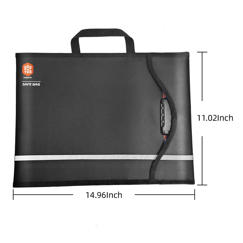 Large Fire-Resistant Document Bag with Lock – Water-Resistant File Organizer for Important Documents, Cash & Passports – Safe Storage for Home & Travel L Black