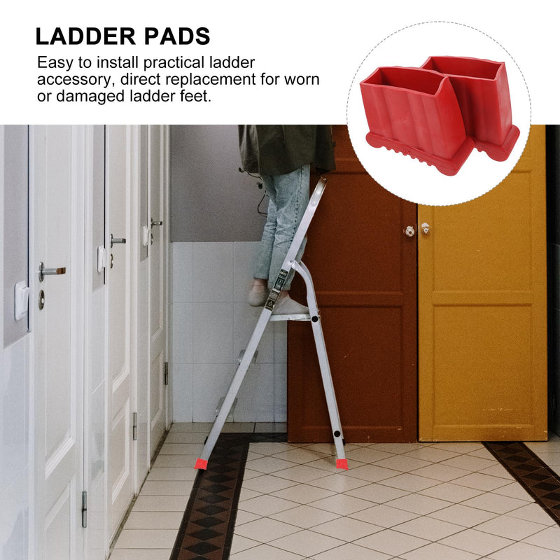 DOITOOL Werner Ladder Accessories 2PCS Step Ladder Foot Covers Ladder Feet Mat Non Slip Folding Ladder Feet Rubber Pads Covers Ladder Foot Pads Antiskid Ladder Leg Caps, 3.54x3.26x1.57 Inch (Red)