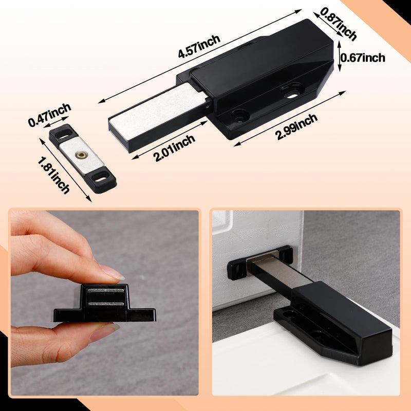 Zonon 8 Pack Magnetic Push Latch Heavy Duty Push to Open Cabinet Hardware Release Touch Latch and Catch Press Out Magnet for Large Door Cabinet Kitchen Drawer Lock (Black) Black