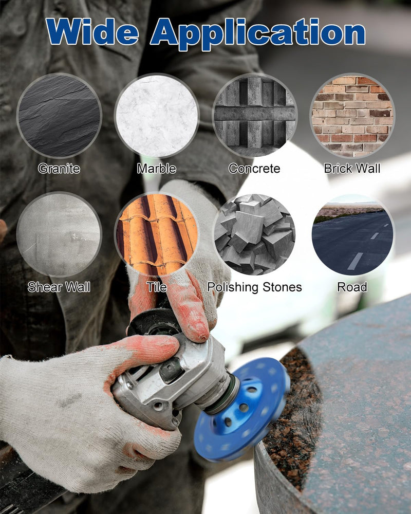 Diamond Concrete Grinding Wheel 4 1/2 inch, 12-Segment Concrete Grinding Wheel Disc for Angle Grinder Polishing and Cleaning Stone Concrete Surface, Stones, Cement, Marble Segment Turbo 1.0