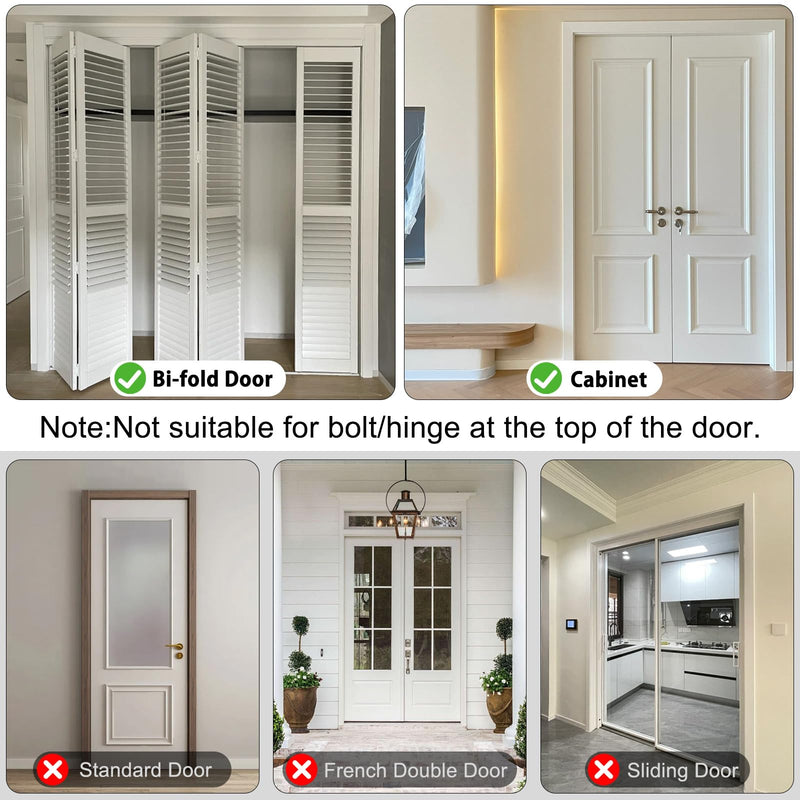 2pcs Bifold Door Lock for Metal Double Door Child Safety Childproof Pet Proof Out of Closets, Pantry,Cabinets Bifold Door Lock for Bifold Doors Installation-Free White 2 Pcs