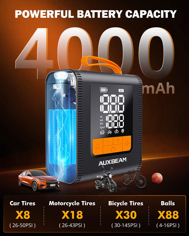AUXBEAM H4 Series Tire Inflator Portable Air Compressor(Amber) Amber