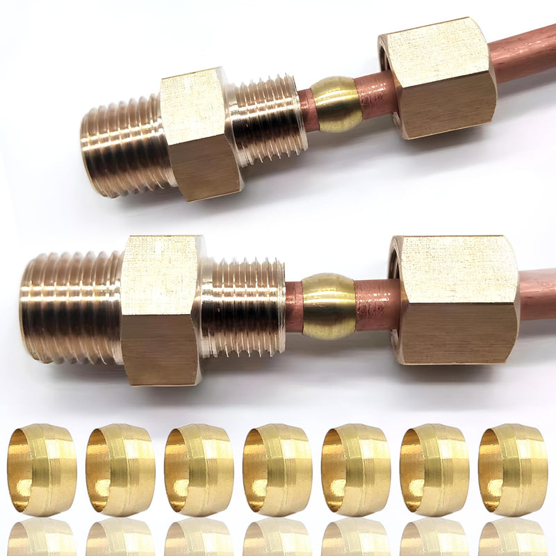 30 Pcs Brass Compression Fitting Ferrule Sleeve, 1/2" Tube OD Brass Compression Tube Fitting 1/2" - 50PCS