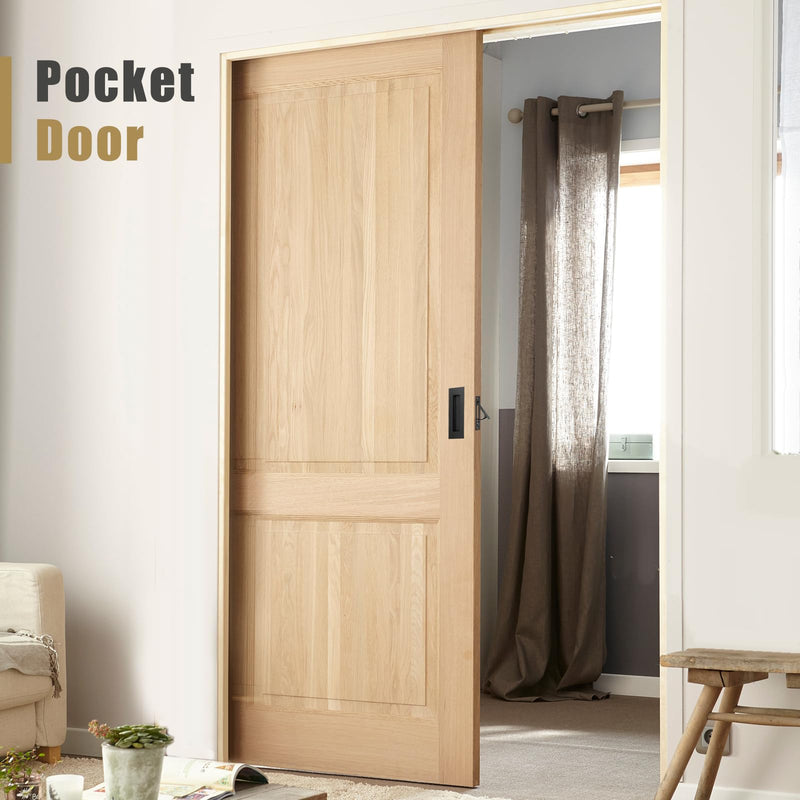 HBL' Pocket Door Hardware Set – 2 Recessed Flush Finger Pulls & 1 Edge Pull, Made of 304 Stainless Steel, Template Included, Black. ‎1 Pack Recessed Pull Handle + Edge Handles
