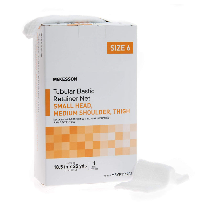 McKesson Tubular Elastic Retainer Net Dressing, Non-Sterile, Small Head, Medium Shoulder, Thigh, Size 6, 18 1/2 in x 25 yd, 1 Count, 1 Pack Size 6 1 Count