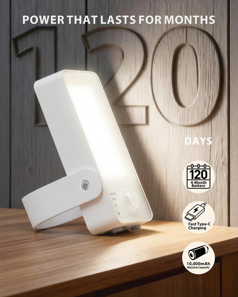 Battery Motion Sensor Light Outdoor, Motion-Sensing Security Light with Remote Control, 10000mAh 600 Lumens IP65 Waterproof, Ideal for Porches,Garages,Yards (White, 1 Pack) White