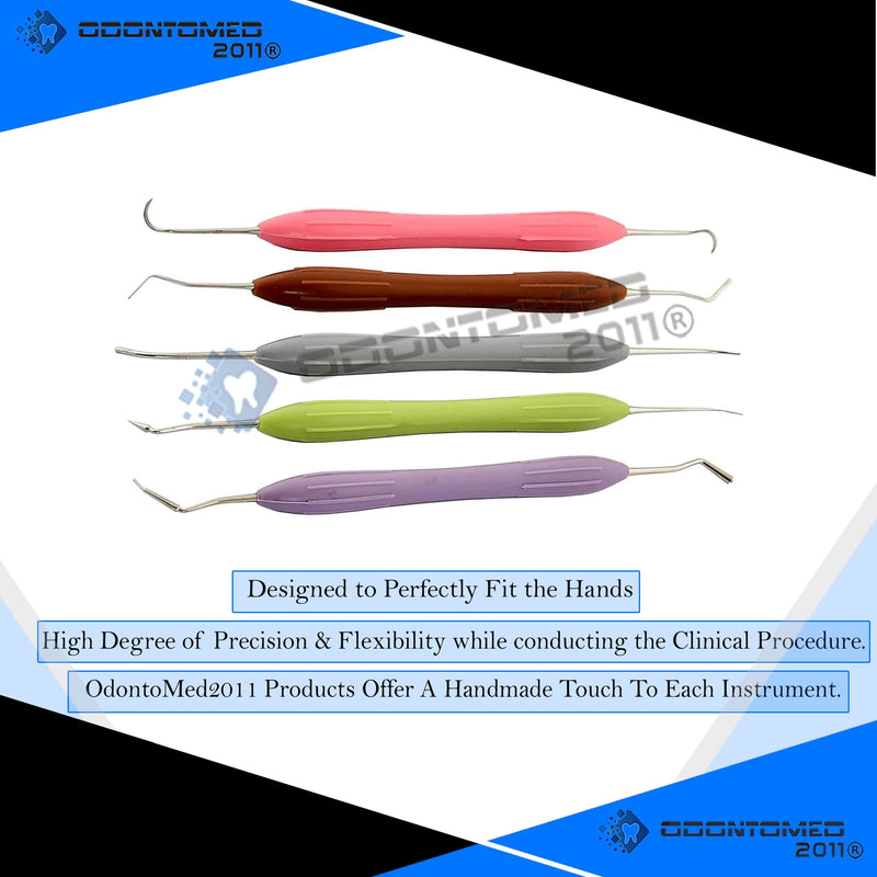 OdontoMed2011 Silicone Handle Dental Composite Filling Instruments Kit 5pcs Tools DN-2285 ODM
