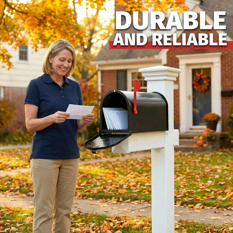 Mailbox Door Replacement Panel-6 1/4"(W) x 8 1/4"(H), Black Metal Snap-in Front Panel with Flat-Head Screws Easy Installation Kit Fits Many Curbside Standard Residential Mailboxes Brick Mailbox
