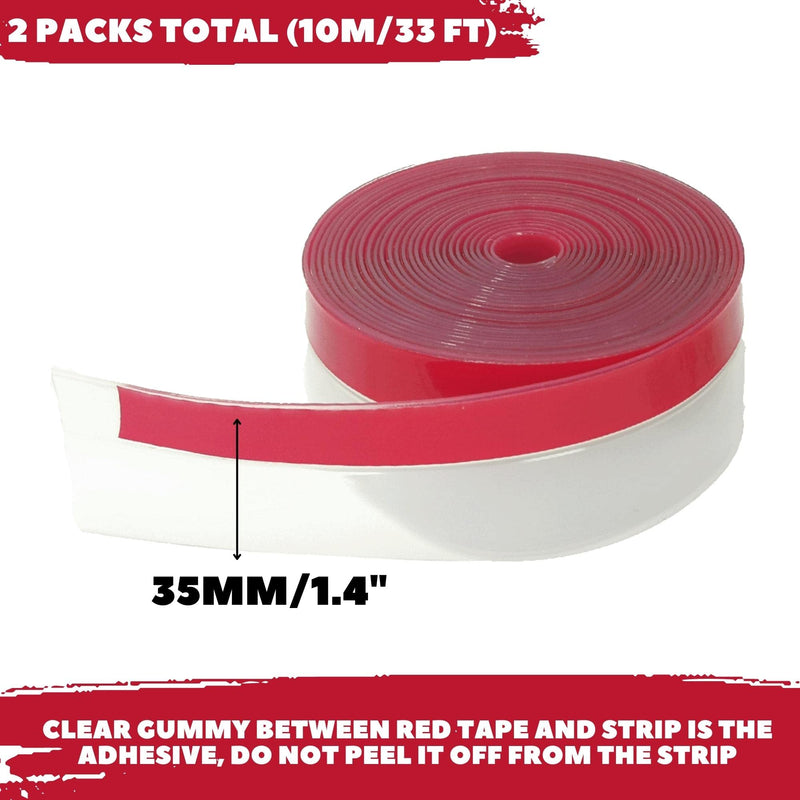 Weather Stripping Door Seal Strip Clear Silicone Draft Strip. Enhanced with Thicker Strip and Stronger Adhesive Tape Backing. (Transparent, 10M Total, 2 Packs)