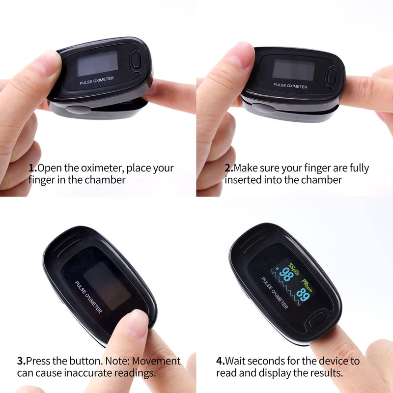 CONTEC CMS50NA Pulse Oximeter Fingertip Blood Oxygen Saturation Monitor SpO2 and PR Value Waveform Blood Oxygen Neck/Wrist Corda, Black