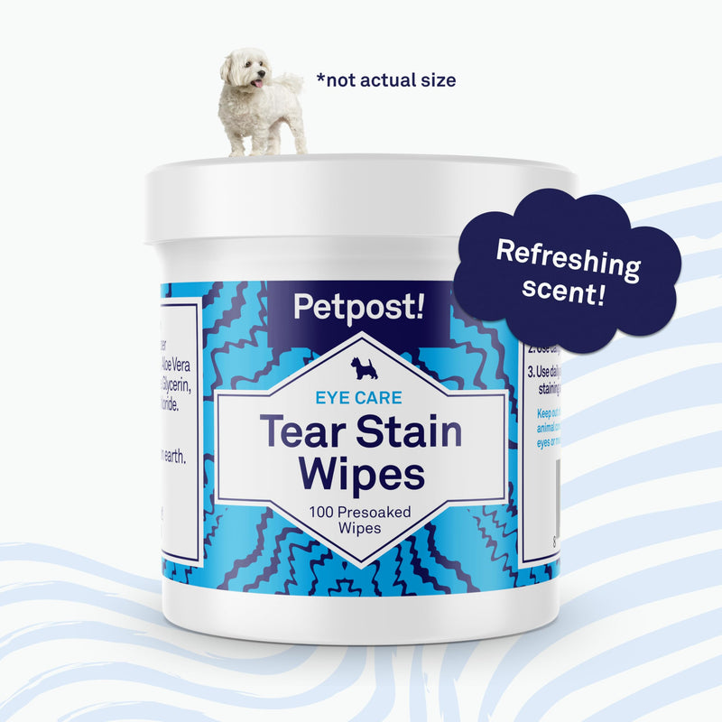 Petpost | Tear Stain Remover Wipes - Presoaked Cotton Pads - Best Natural Eye Crust Treatment for White Fur - Maltese Angels Approved - Chemical and Bleach Free 100 ct. 100 ct. - PawsPlanet Australia