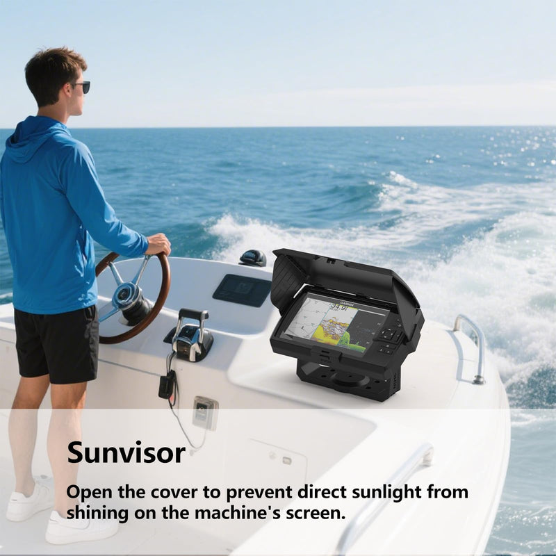 Sun Visor Cover for Garmin Striker Vivid 7cv/7sv & Garmin Striker 7cv/7sv Fish Finder, ABS Protective Screen Glare Shield, Foldable Weather & Sun Protection Shade Cover