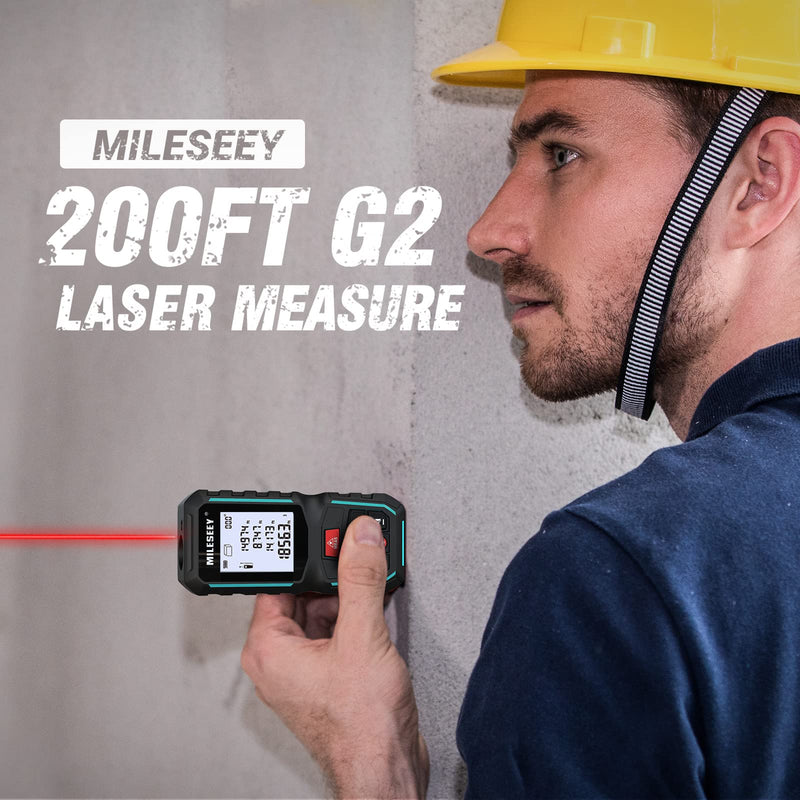 MiLESEEY G2 Laser Measurement Tool 330FT (Ft/in/M/Ft+in) with Angle Sensor, Laser Distance Meter with Pocket Clip, Distance Area Volume Measure and Pythagoras, ±1/16 in Accuracy 200FT