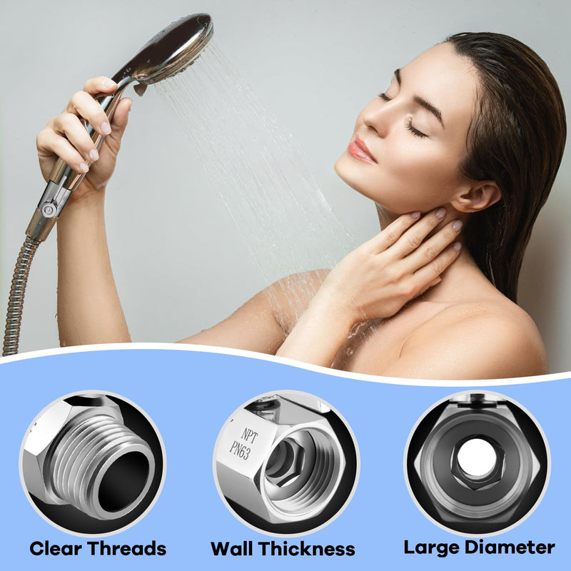 Shower Head Shut Off Valve, 1/2" NPT Water Flow Control Valve, 304 Lead-Free Stainless Steel Mini Ball Valve with Handle Lever, Shower Head Valve for Handheld Shower Head（2 Packs） 2PCS Shower Valve
