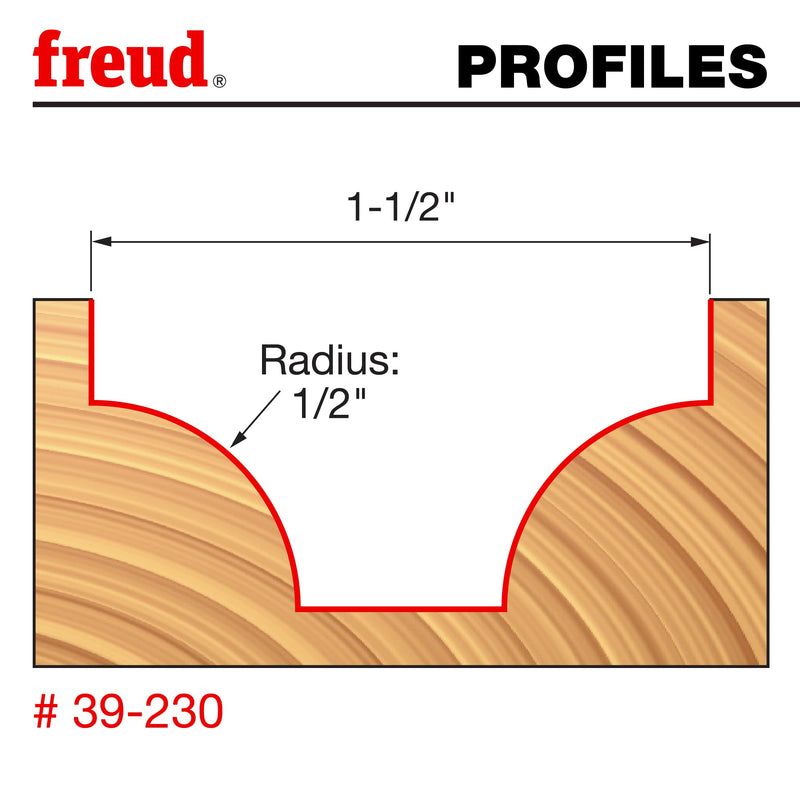 Freud 39-230 1-1/2-Inch Diameter Ovolo Groove Router Bit with 1/2-Inch Shank