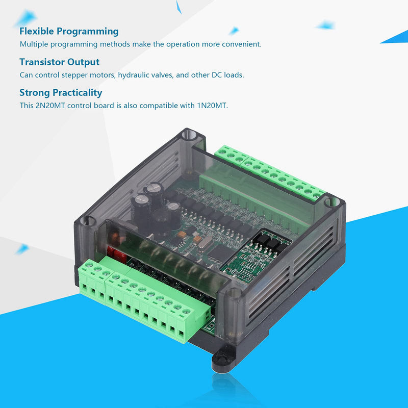12V PLC Control Programmable Logic Controller DC12V 2N20MT Industrial Control Board PLC Programmable Logic Controller Relay Output(Add Shell), Industrial Computer
