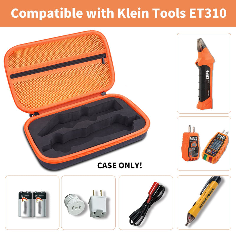 Hard Case for Klein Tools ET310 AC Circuit Breaker Finder Electric Tester & 80041 Outlet Repair Tool Kit & RT250 GFCI Outlet Tester and Accessories Electrical Tools Storage Organizer Bag (Case Only) Black