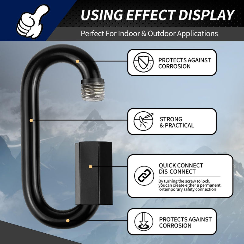 1.46" Chain Quick Links, 10 Pcs 1/8" Marine Grade Screw Chain Links, Large Opening Chain Connector Chain Coupler, 175 Lbs Capacity 1.46 Inch, 10 Pack